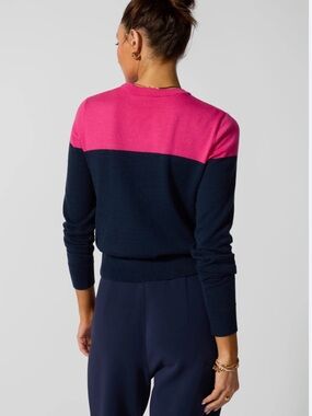 GAP Two-Tone Crewneck Cardigan - Fuchsia & Navy